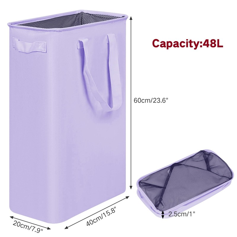 efluky Slim Laundry Basket, Narrow Laundry Hamper with Handles, Collapsible