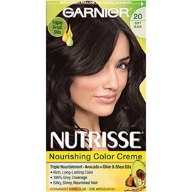 Garnier Nutrisse Nourishing Hair Color Creme, 20 Soft Black (Black Tea) (Packaging May Vary)