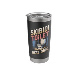 Skibidi Toilet Rizz Ohio Funny Meme Retro Vintage Birthday Stainless Steel Insulated Tumbler