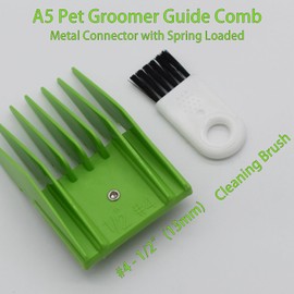 Professional A5 Style Animal Hair Clipper Attachment Guard Guide Cutting Combs 76926-900, Compatible with Oster Classic 76 A5 Andis AG BG Wahl KM Pet Groomers (Green, #4-1/2")