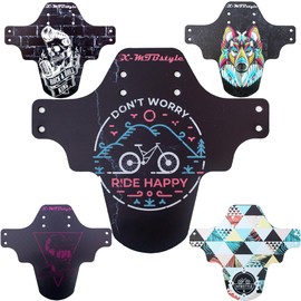 X MTB Style Front Mudguard Compatible with Wheel 26 Inch 27.5 Inch 29 Inch Electric Mountain Bike DH XC Freeride (Happy)