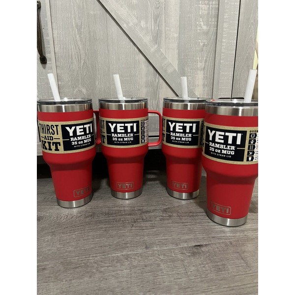 Yeti (4 Count) YETI Rambler 35oz Straw Mug Rescue Red