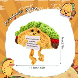 TOYMIS 2pcs Crochet Taco, Positive Energy Crochet Emotional Plush Positive Support Gifts Positive Knitted Food Crochet Food Doll for Couple Friend Encouraging Toy Home Office Car Decor