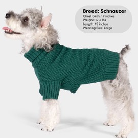 cyeollo Dog Sweater Pullover Turtleneck for Dogs, Classic Knitwear Fall Winter Cold Weather Dog Clothes Warm Pet Apparel Small Medium Large Dog Sweaters, Green L