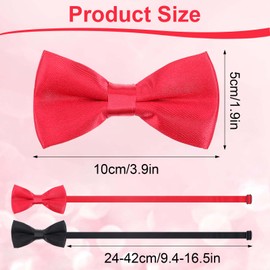 2 Pcs Kids Bow Tie Solid Color Children's Bow Tie Adjustable Neck Bowtie for Little Boys, Toddlers, Babies & Weddings Tuxedo Accessories (Red/Black)