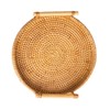 Hand Woven Round Rattan Serving Tray Bread Fruit Dessert Snack
