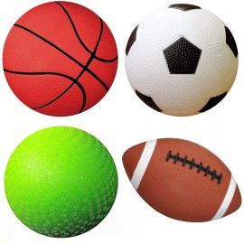 Generic AppleRound Pack of 4 Toy Sports Balls with 1 Pump for Toddlers and Kids: