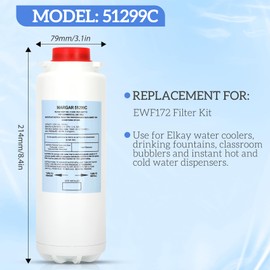51299C Filter Replacement Compatible with Elkay, Replacement for EWF172 WaterSentry VII Filter Kit, 1500 Gallons, No Chip (1PC)