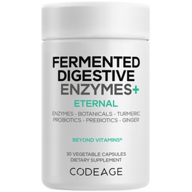 Codeage Suplemento de enzimas digestivas fermentadas 14 enzimas digestivas, probióticos, prebióticos, ingredientes botánicos fermentados, enzimas...  