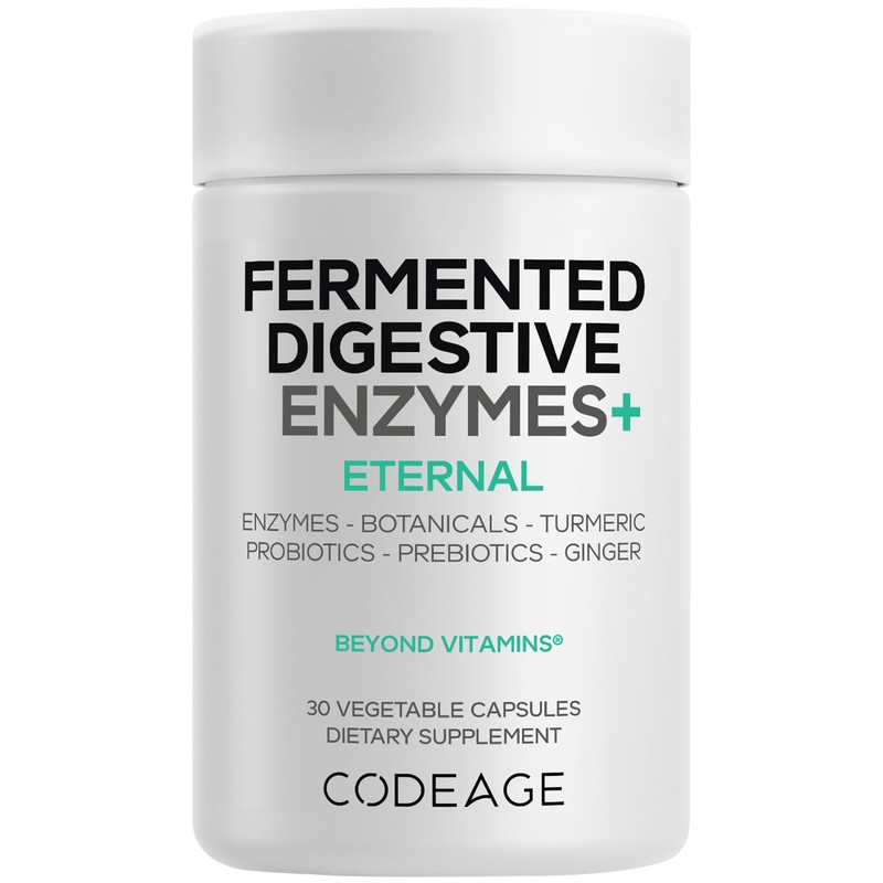 Codeage Suplemento de enzimas digestivas fermentadas 14 enzimas digestivas, probióticos,