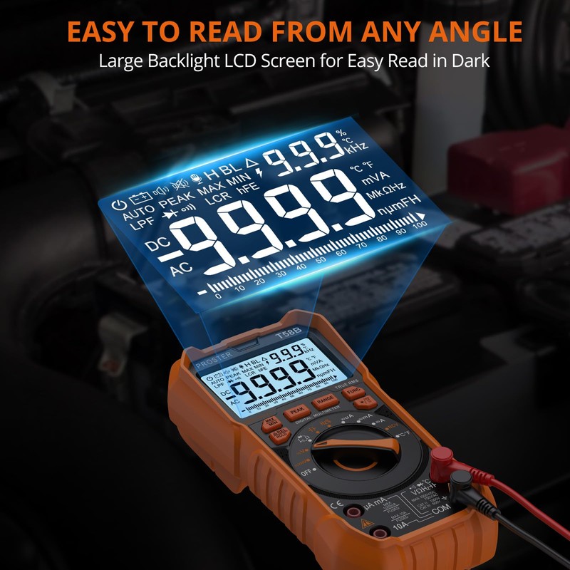 Proster Multimeter - TRMS 9999 Counts Digital Multimeter Auto Ranging