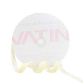 VATIN 5/8" Wide Nylon Woven Vintage Velvet Ribbons by 25 Yards Spool, Light Yellow, Perfect use for Choker, Gift Wrapping, Floral Bouquets, Home Decor