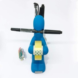 Multi-functional Stationery Cellotape Cutter Pen Holder Storage Clip Holder Memo Pad Holder 4 in 1 Human Shape Toilet Funny Design Office Desk Desktop Supplies