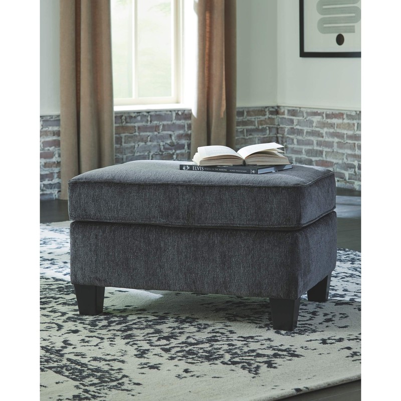 Signature Design by Ashley Abinger Contemporary Rectangle Ottoman, Dark Gray