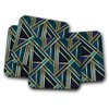 4 Set - Art Deco Coaster - Green Gold Geometric
