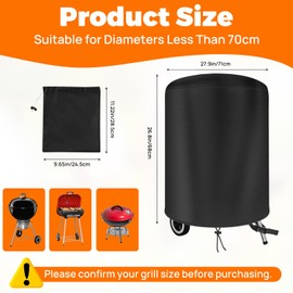 KHAMAL BBQ Grill Abdeckung für Weber- Barbecue Abdeckungen Wasserdicht, 420D Heavy Duty Oxford Fabric Runde BBQ Kugelgrill Abdeckung - 71x68cm