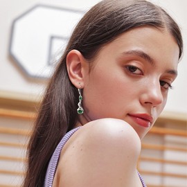 ALEXCRAFT Cubic Zirconia Earrings Silver 925 Hanging for Women Gift for Women Girlfriend Mum Girls, White Gold