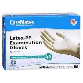 CareMates Latex-Pf Examination Gloves, Medium 50 each (Pack of 2)