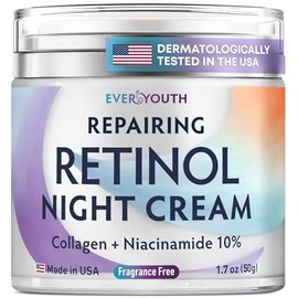 Crema de noche hidratante para el rostro con retinol, colágeno, niacinamida al 10, crema antiarrugas para el rostro, fabricada en EE. UU., crema con
