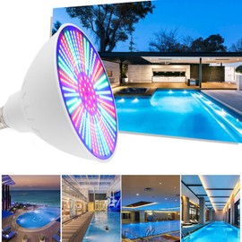 Fafeicy LED Swimming Pool Light, 12V 40W IP68 E26 RGB Color Changing Pool Light Bulb, with Remote Control, 7 Kinds of Static + 5 Kinds of Dynamic Color Modes, with Memory Function