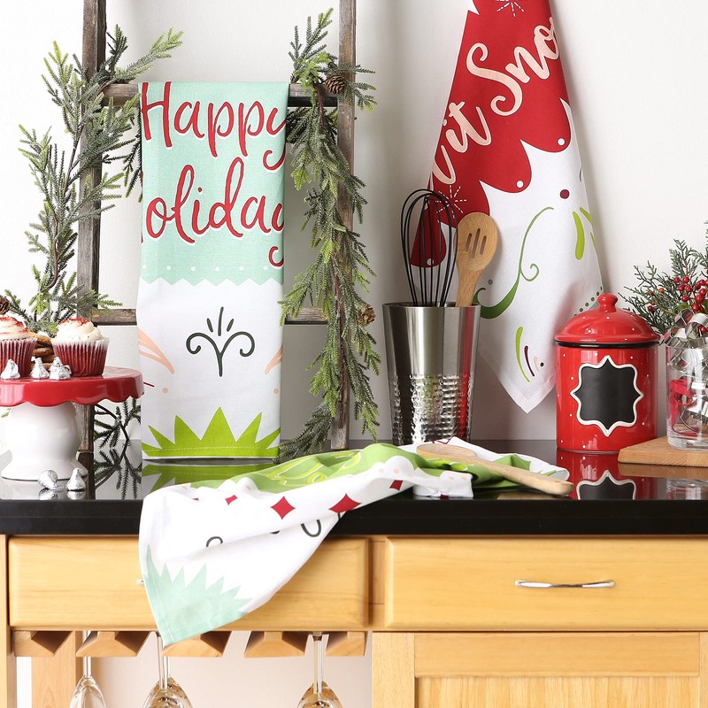 DII Holiday Kitchen Towel Set, Christmas Tea Towels for Baking,