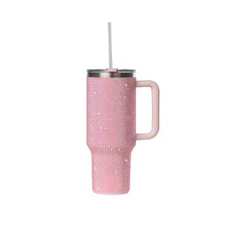 Sip+Sea Grenada 40oz Rhinestone-Encrusted Insulated Tumbler - Premium Bling Stainless Steel Water Bottle with Handle, Double Wall Vacuum Technology, Includes Leakproof Lid and Straw