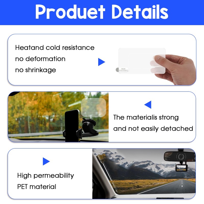 8Pcs Dashcam Windshield Sticker Electrostatic Film Transparent Sticker to Prevent