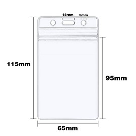 ID Card Holder, 10 Pcs Vertical Badge Holders, Clear Plastic Card Holder, Resealable Name Tag Holder