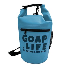 GOAP Dry Bag Waterproof 10L Beach, Fishing, Camping, Hiking, Rolltop, Crossbody Strap, Water Bottle Pocket, Zipper Pocket (Blue)