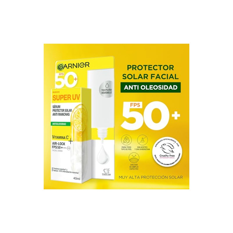 Garnier Protector Solar Facial FPS50 Super UV Fluido Invisible Vitamina
