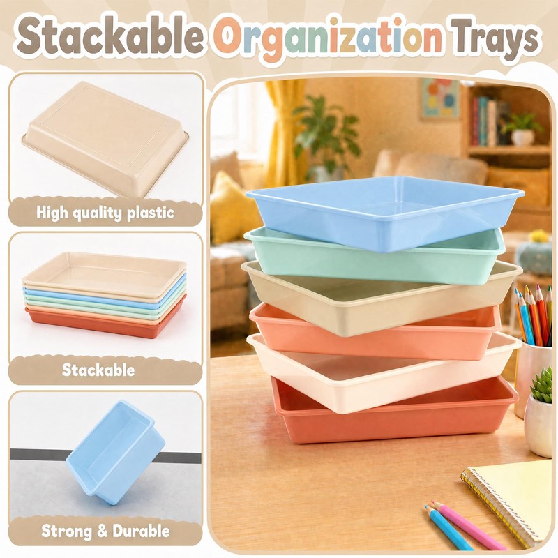 Defresit 12Pcs Letter Size Paper Trays for Classroom Flat Storage