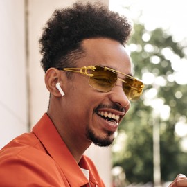 Kepoita Rimless Sunglasses for Men Square Fashion Shades Tinted Lens Metal Frameless Rectangle Y2K Glasses UV400