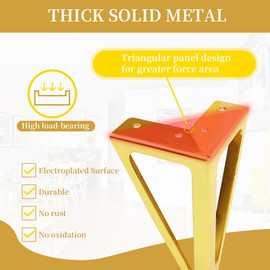 Simaixing 6 Inch Gold Furniture Legs, Heavy Duty Metal Legs for Furniture Set of 4, Modern Triangle Furniture Feet with Screws, Sofa Legs Replacement Couch Legs for Table, Bed, Cabinet (Gold)