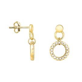 SOFIA MILANI - Women's Earrings 925 Silver with Zirconia Stones - Circle Stud Earrings, Yellow Gold, Cubic Zirconia