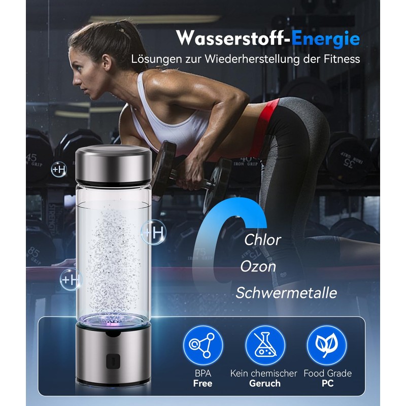 Hydrogen Water Bottle, SPE PEM Technology, 4000PPB, ROHS Certified, Water