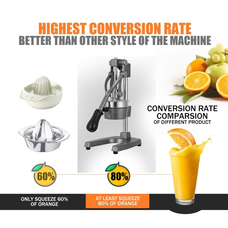 Gowintech Commercial Heavy Duty Cast Iron Hand Press Manual Orange