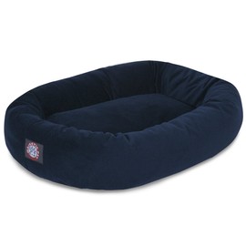 40" Navy Suede Bagel Dog Bolster Bed by Majestic Pet Products