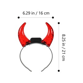 Holibanna Devil Horns Headband LED Light Up Hairband Red Demon Horns Head Boppers Fancy Evil Witch Costume Headwear for Cosplay Dress up Party Supply