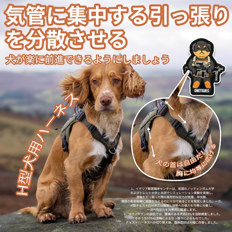 OneTigris Dog Harness Ultra Lightweight Tactical Harness Pull-Resistant Throat-Friendly with