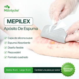 Mepilex Ag 10x10 cm Apósito De Espuma Tecnología Safetac® Espuma Absorbente Con Carbón Activado Capa De Silicona Suave 1 Pieza