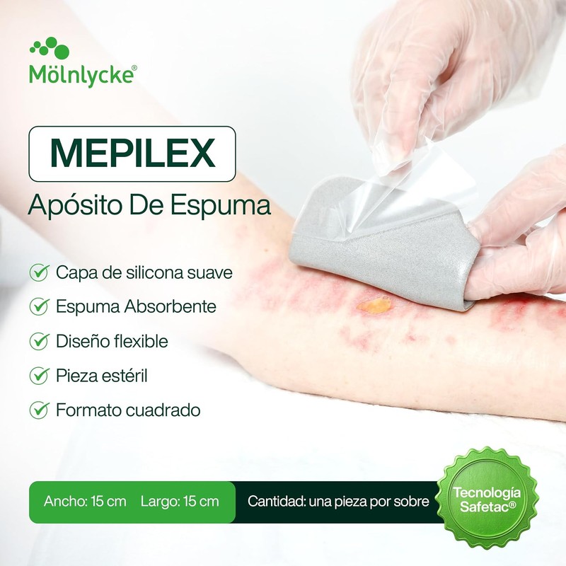 Mepilex Ag 10x10 cm Apósito De Espuma Tecnología Safetac® Espuma