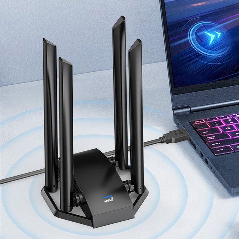 USB3.0 WiFi Adapter with 4 Antenna 2.4GHz 5GHz 1800Mbps WPA3