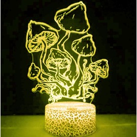Jinnwell 3D Mushroom led Night Light Lamp Illusion Night Light 16 Color Changing Table Desk Decoration Lamps Gift Acrylic Flat ABS Base USB Cable Toy
