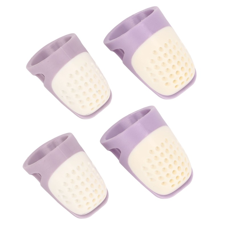 4 Pcs Silicone Thimble Purple Soft Elastic Finger Protector Finger