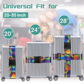 OffiEase Luggage Straps for Suitcases Travel Belt - Baggage Identifiers Suit Case Accessories with Buckle Nylon Adjustable Band Over Handle for Airport 2 pack Colour Triangle