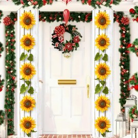 BlissYard Sunflower Welcome Hanging Banners Spring Porch Banners Flags Summer Door Banners Party Decorations Hanging Banner12 x 72inches Seasonal Front Door Sign Decoration