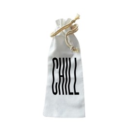 Jolitee “Chill” Bottle Gift Bag – Reusable Drawstring Canvas with Tall Skinny Typography for Relaxed Vibes
