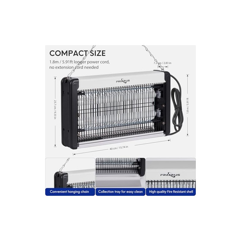 FRAXINUS Electric Bug Zapper, UV Insect Killer, Indoor Fly Catcher,