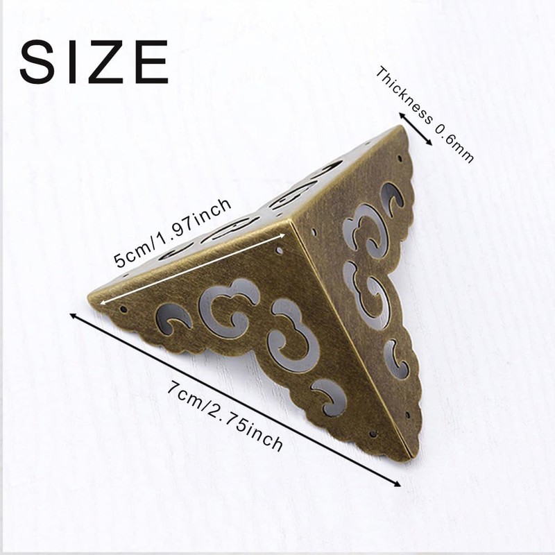 4Pcs Brass Corner Protectors Right Angle Brackets Brass Antique Edge