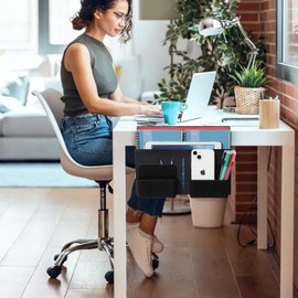 MAXECHO Desk Side Storage, Under Desk Laptop Mount, Table Side Hanging File Organizer